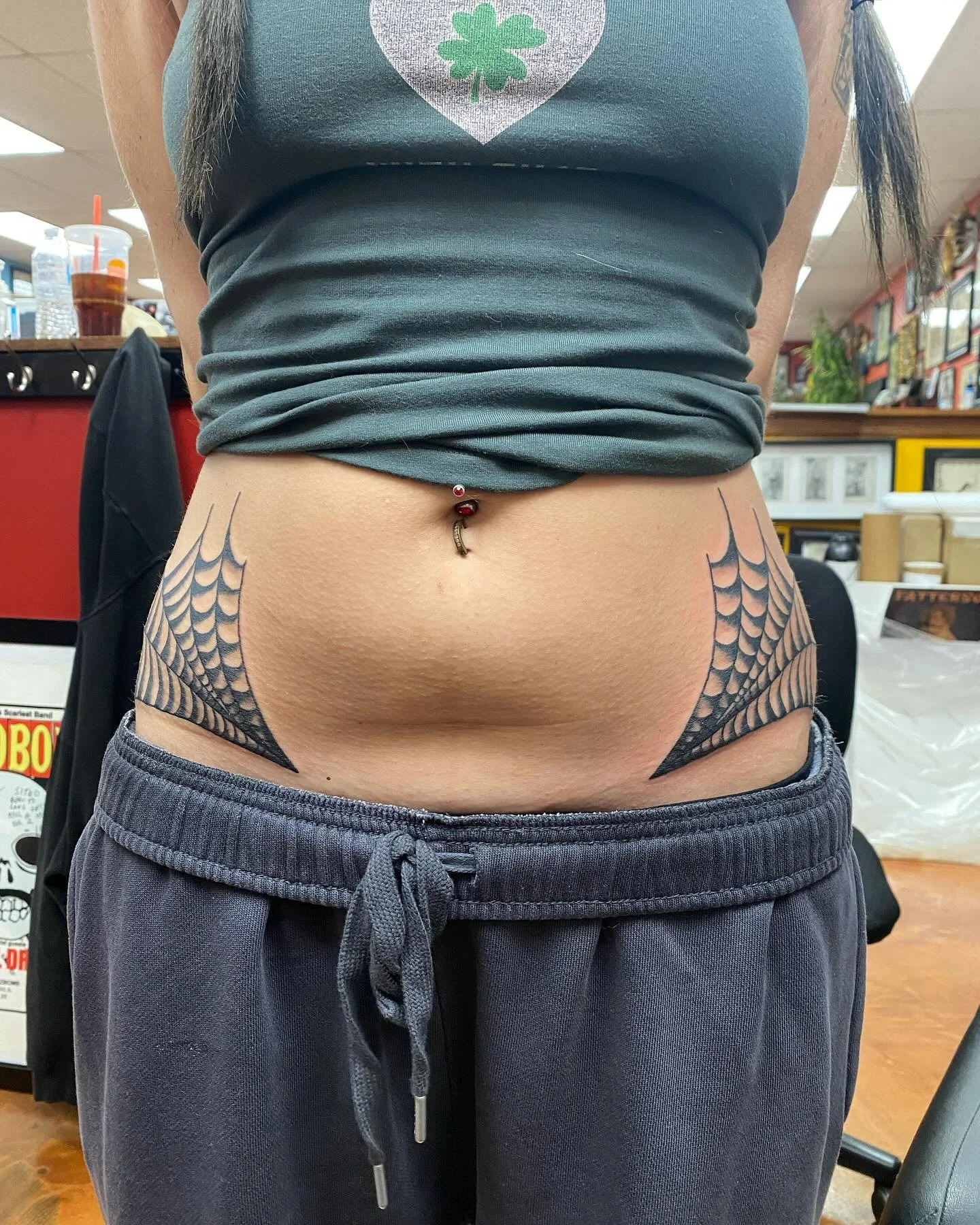 Trapped in the the webs done by @sietomaldonado on walk-ins every Tuesday and Wednesday 12-8 first come first serve!!! #45thstreettattoo #traditionaltattoos #spiderwebs