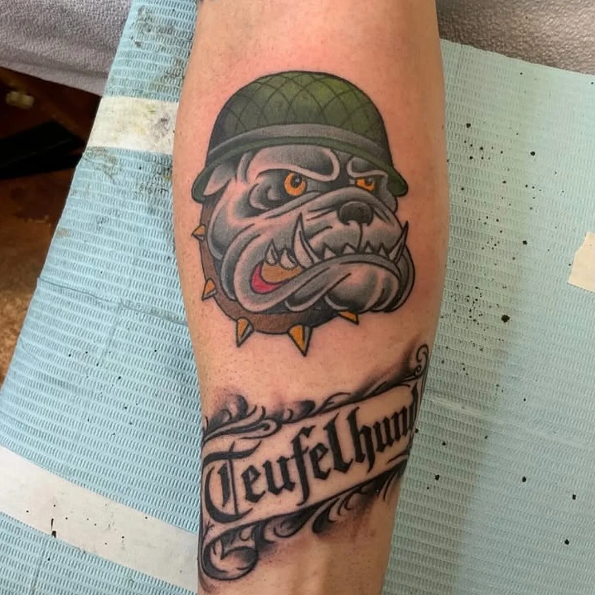 USMC Bulldog &amp; lettering done by @mightychoyoung who is on walk-ins all day today Saturday !