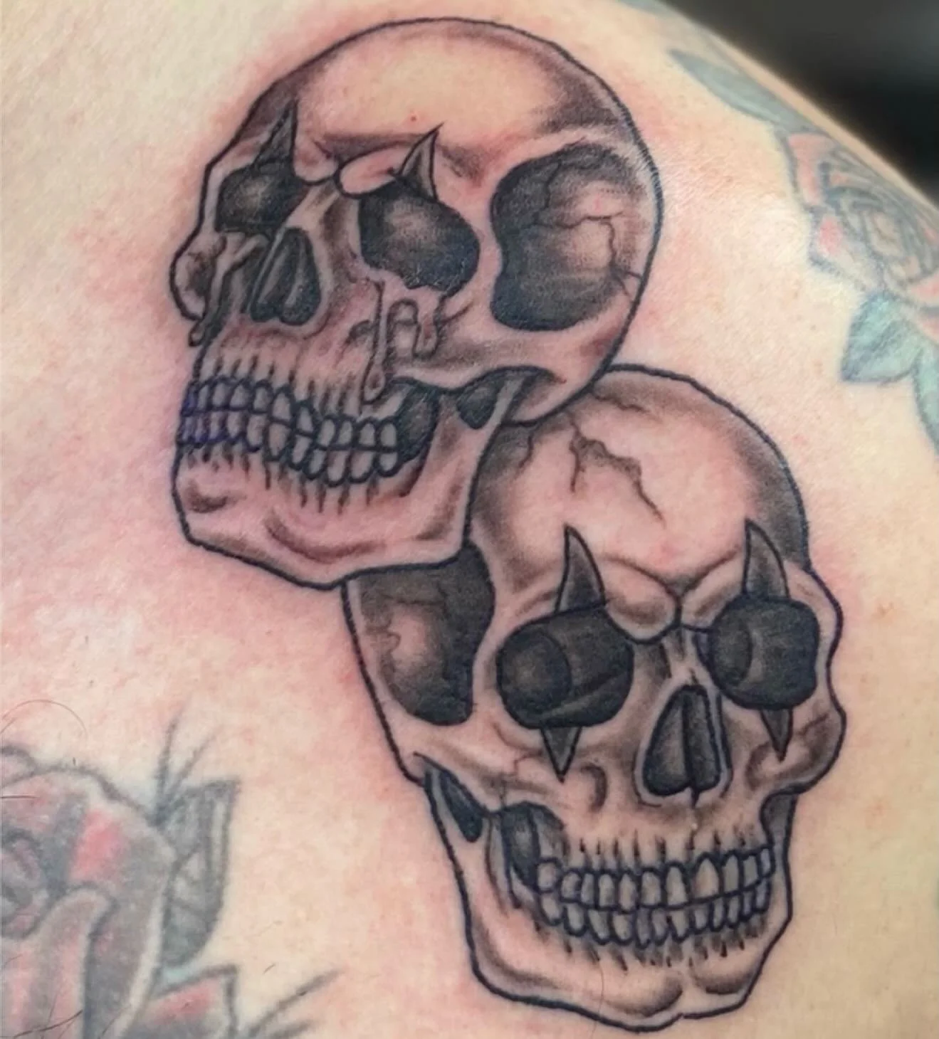 Jester Skulls by @leftysirons Available for walk-ins every Thursday &amp; Friday ☠️