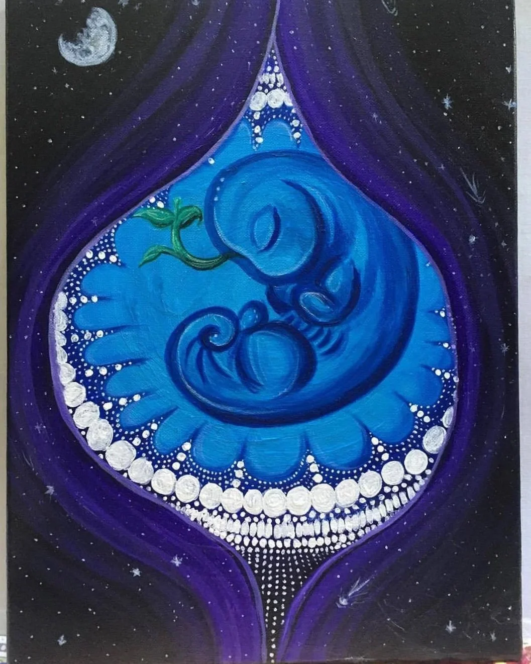 "Cosmic Seed"
12x16inch Acrylic on Canvas
In Private Collection
