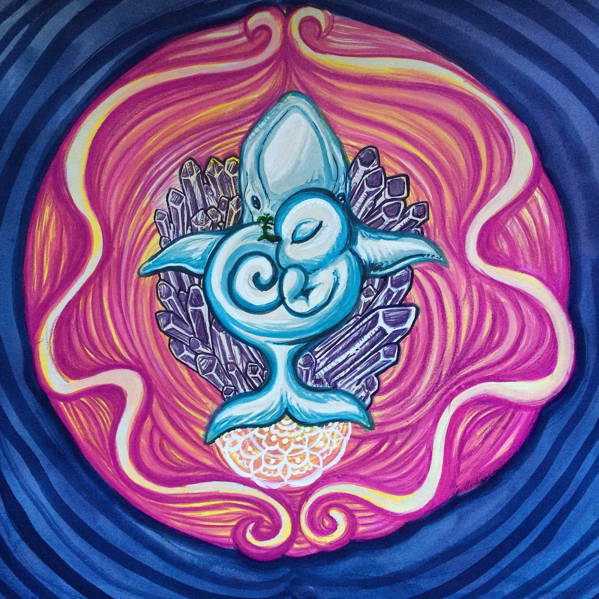 "Whale Song"
12x15inch India Ink on cold pressed paper
In Private Collection, Auctioned off to raise money for Standing Rock's Oceti Sakowin Camp and Legal Fund