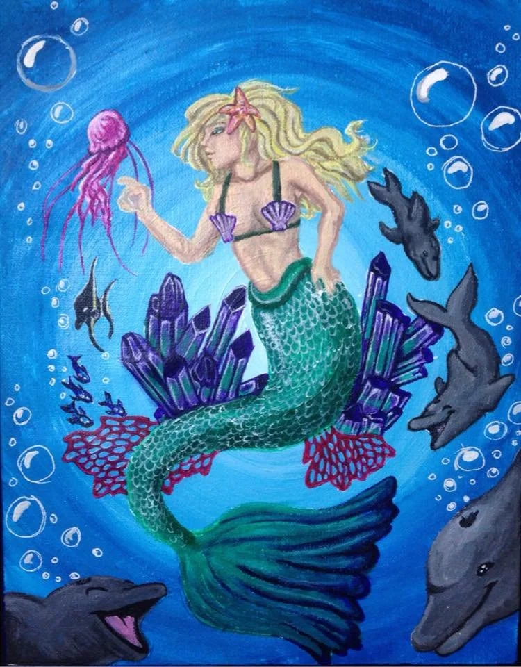 Custom Mermaid Painting
9x12inch canvas on wood board
Acrylic Paint Markers
In Private Collection