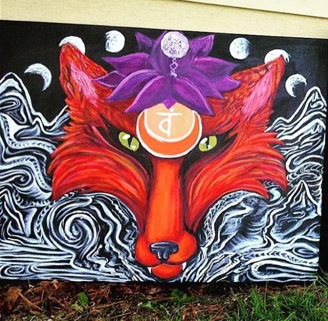 "Sacral Fox"
22x30inch canvas
Acrylic Paint
Live Painted at Hoopla in the Hills Music and Arts Festival 2015
In Private Collection