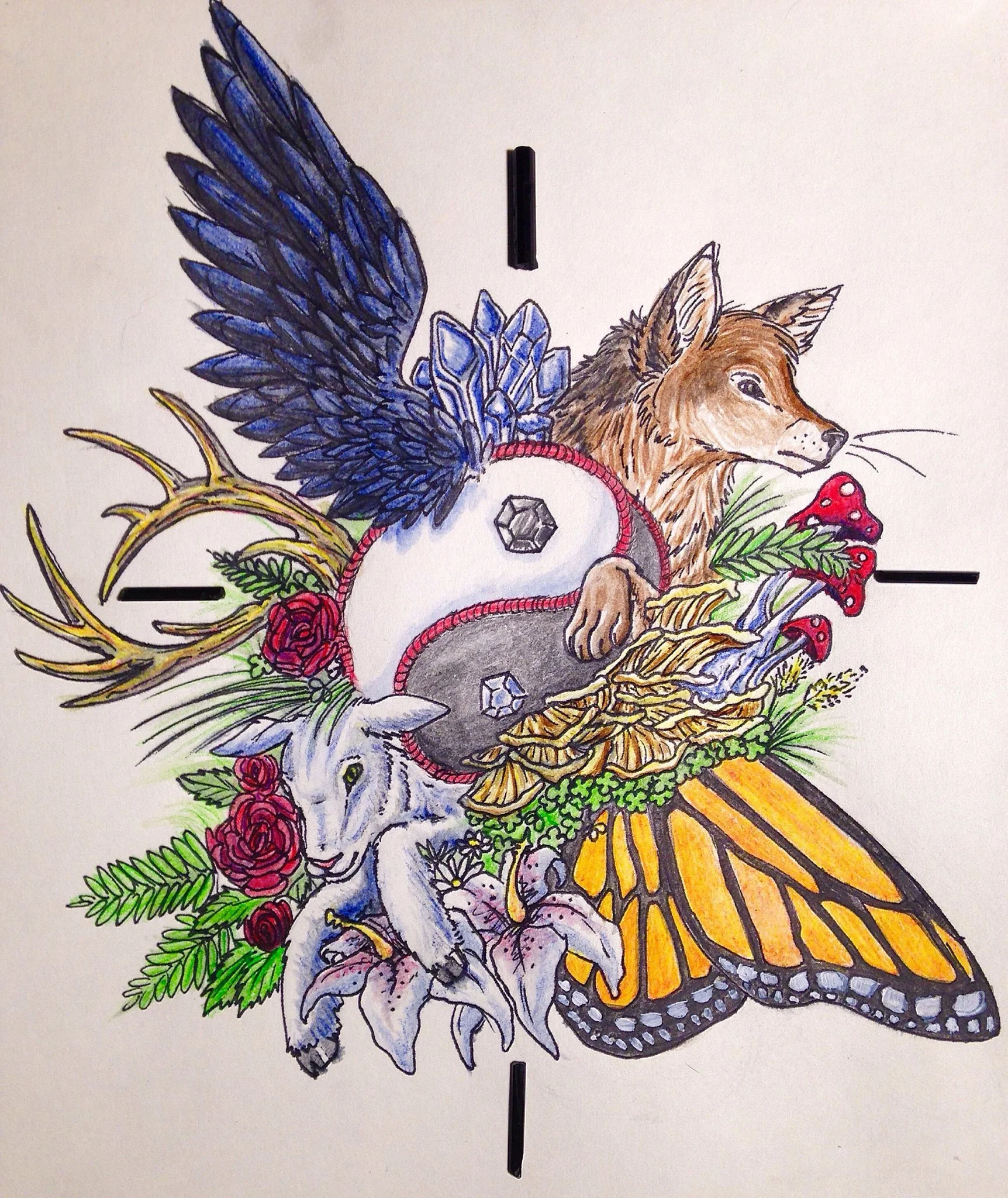 "Cycles"
8x12inch cold pressed paper
Mixed Media, Colored Pencils and Black Tourmaline
In Private Collection
