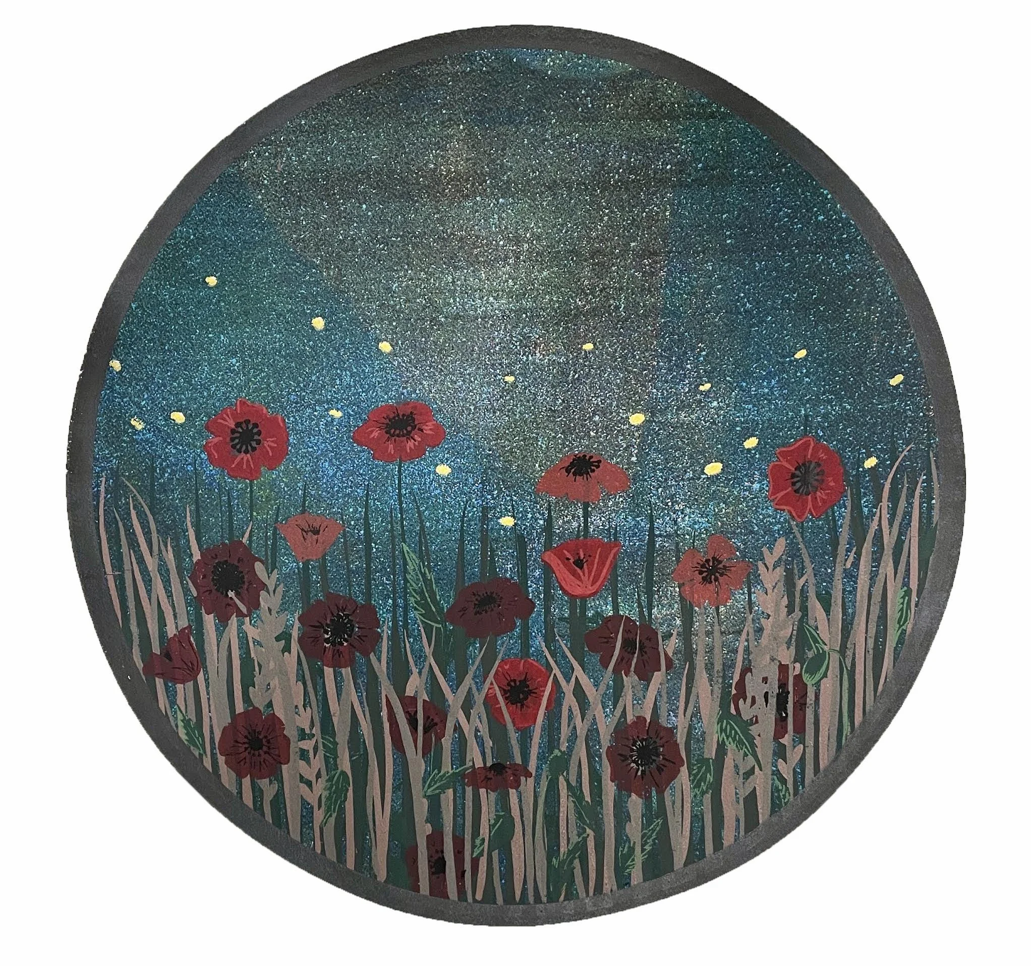Zara Woodhead, Poppies, flowers, printmaking, art