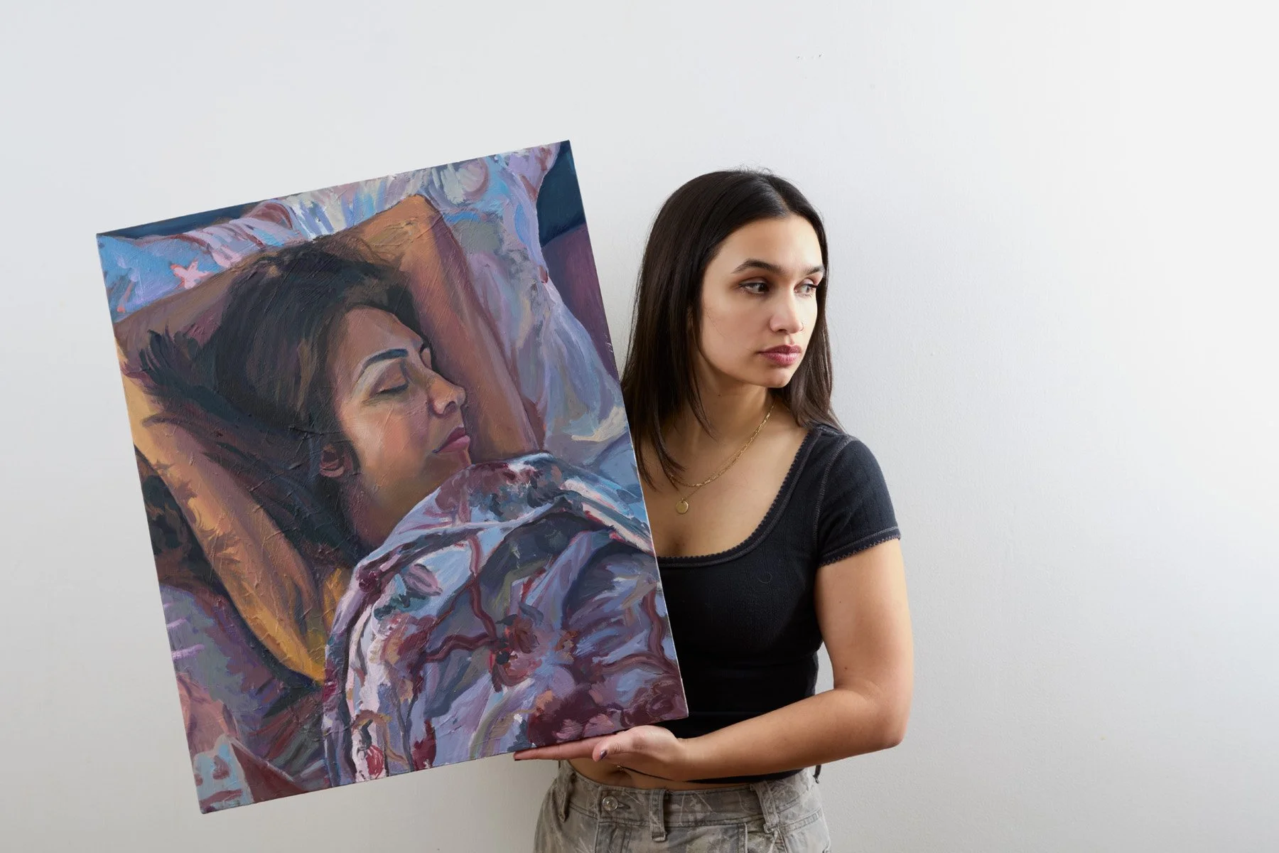 Zara Woodhead, Anjoulie, girl, sleep, friend, art, oil paint,
