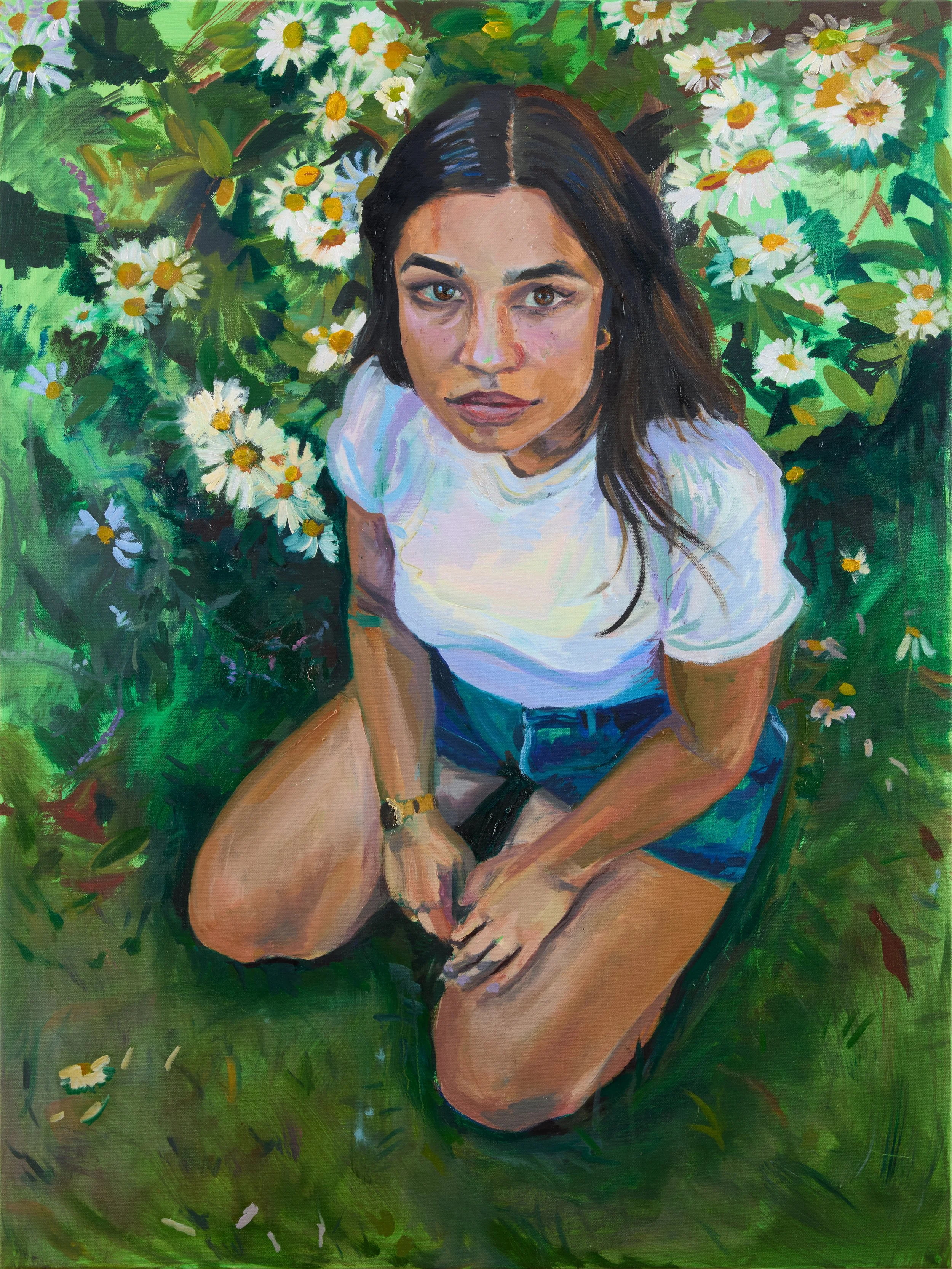 FlowerPortrait_CaZara Woodhead, Oil Painting, Dasies, 1