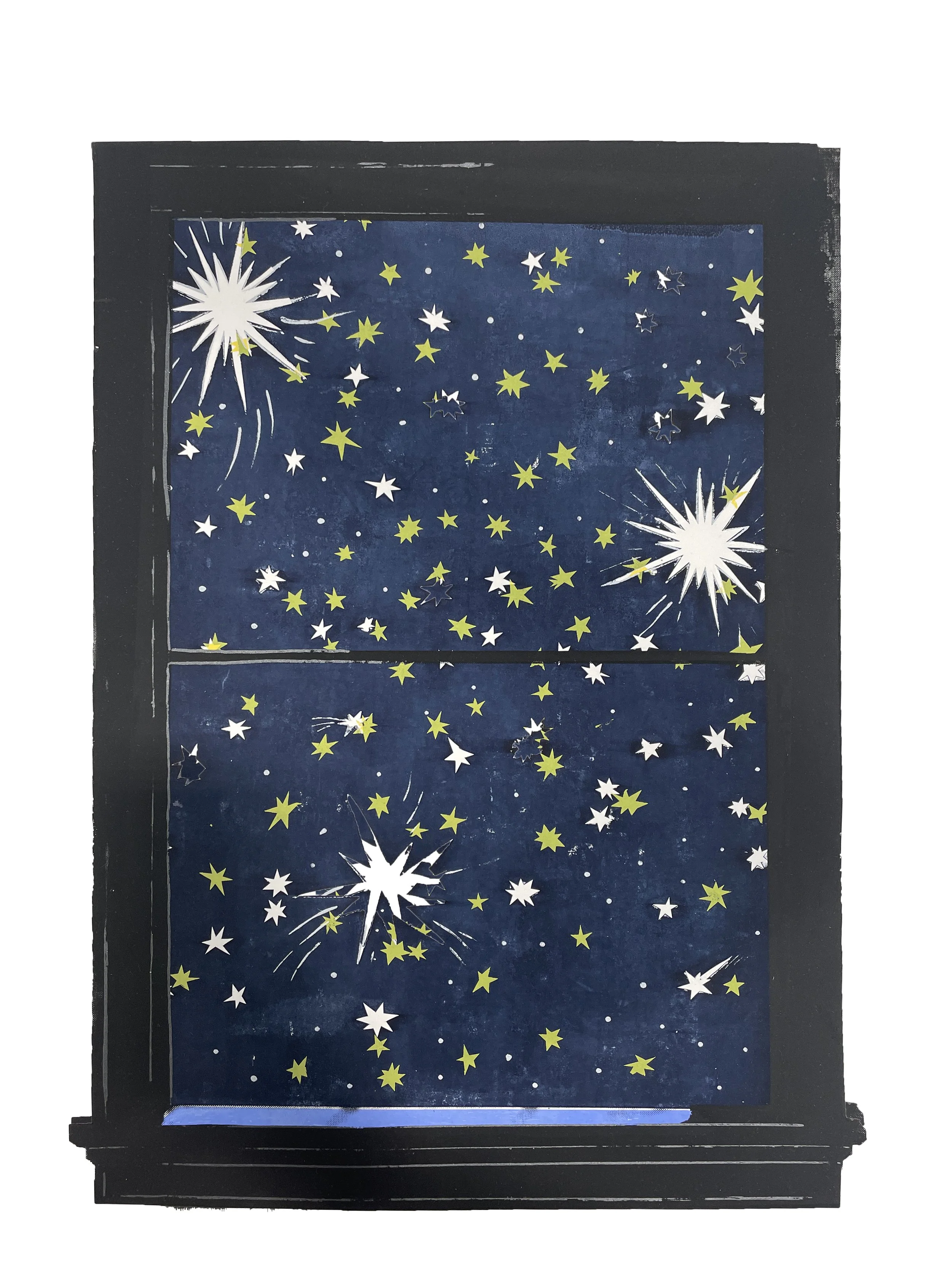 Zara Woodhead, Stargazing, Nighttime, Stars, art, Printmaking