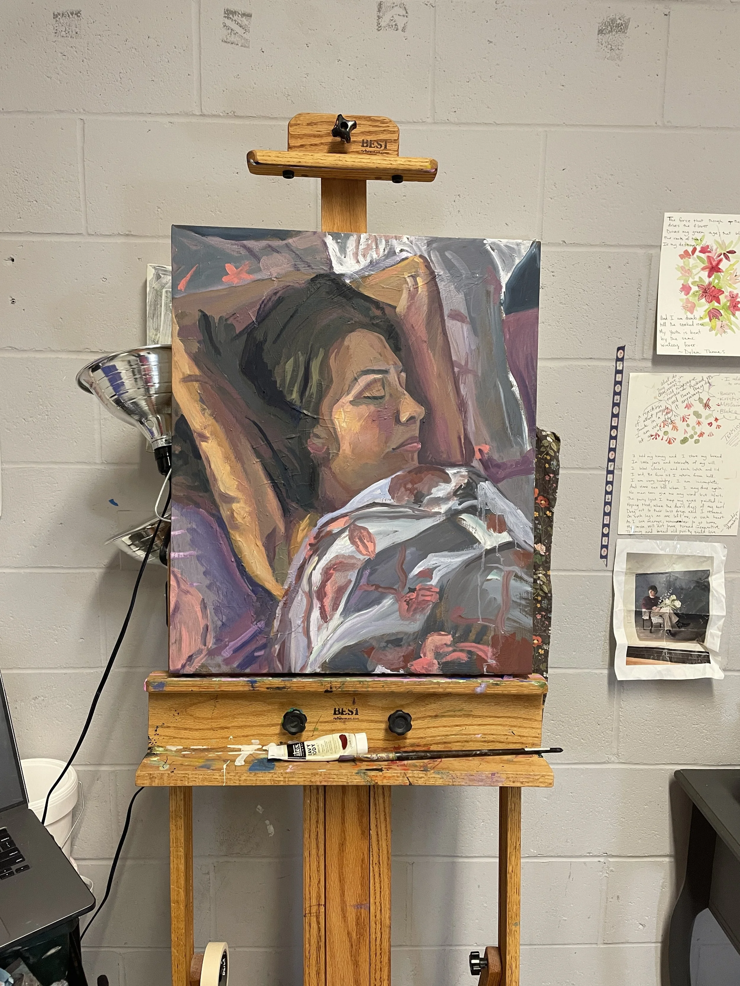 Zara Woodhead, Anjoulie, girl, sleep, friend, art, oil paint,