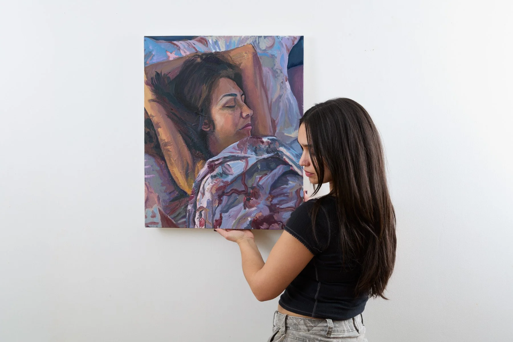 Zara Woodhead, Anjoulie, girl, sleep, friend, art, oil paint,