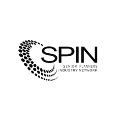 Logo for SPIN, an organization associated with senior planners and industry network, featuring a circular dot pattern.