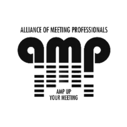 Logo of the Alliance of Meeting Professionals with the acronym amp and slogans 'AMP UP YOUR MEETING'