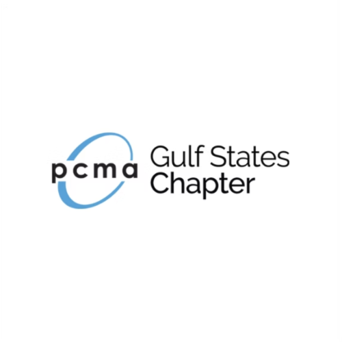 PCMA Gulf States Chapter logo with black text and a blue arc.