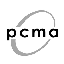 PCMA logo with stylized gray arc around the black letters