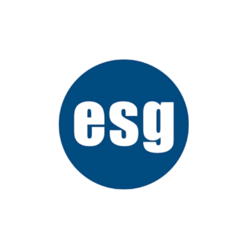 A blue circle with the lowercase white letters 'esg' inside.
