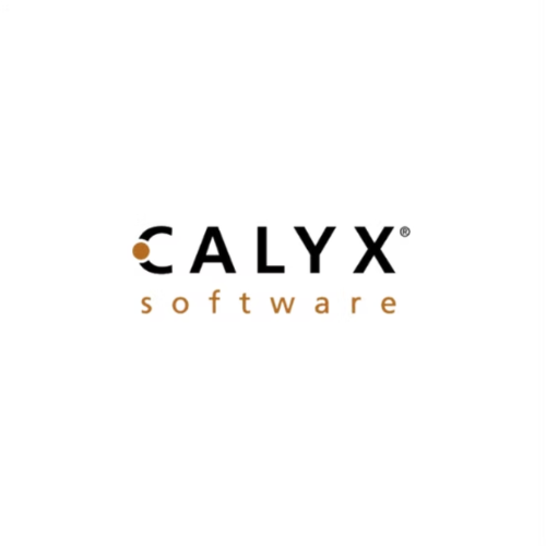 Calyx Software logo with black text and a stylized letter 'C' that has a brown dot, and the word 'software' in lowercase brown letters.