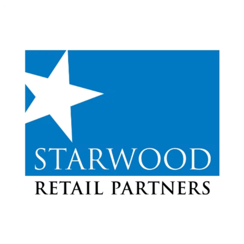 Logo of Starwood Retail Partners with a blue background, a white star, and the company name.