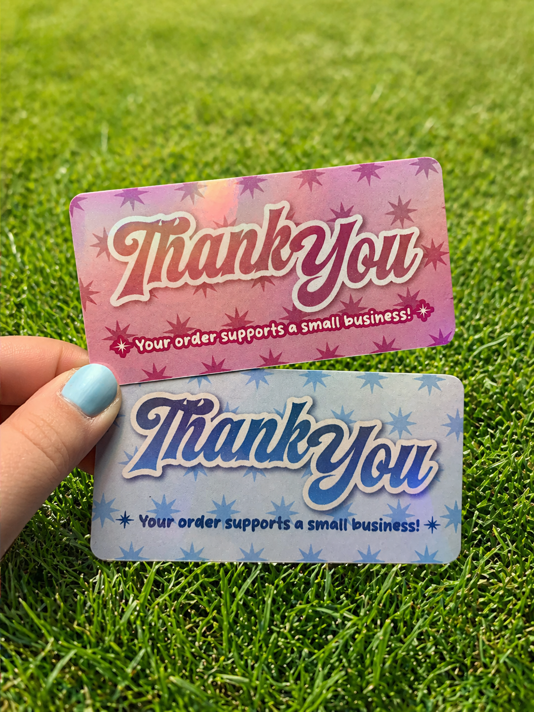 Holographic Star Thank You Cards