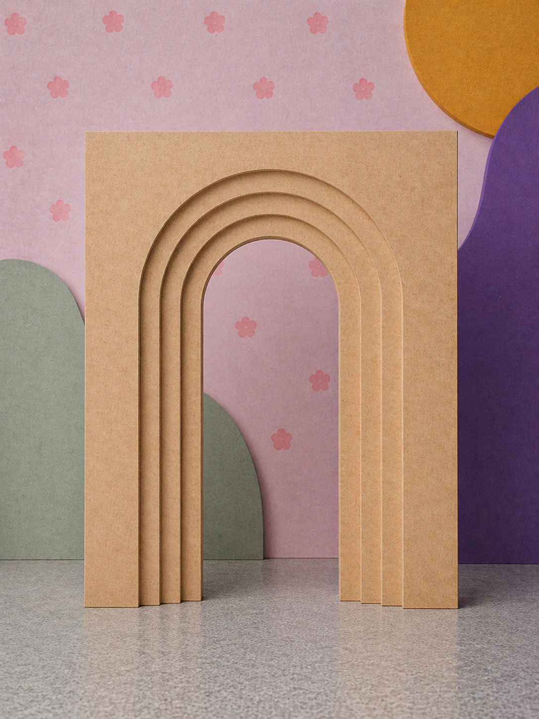 3D Rectangle with 3-Arch Rainbow
