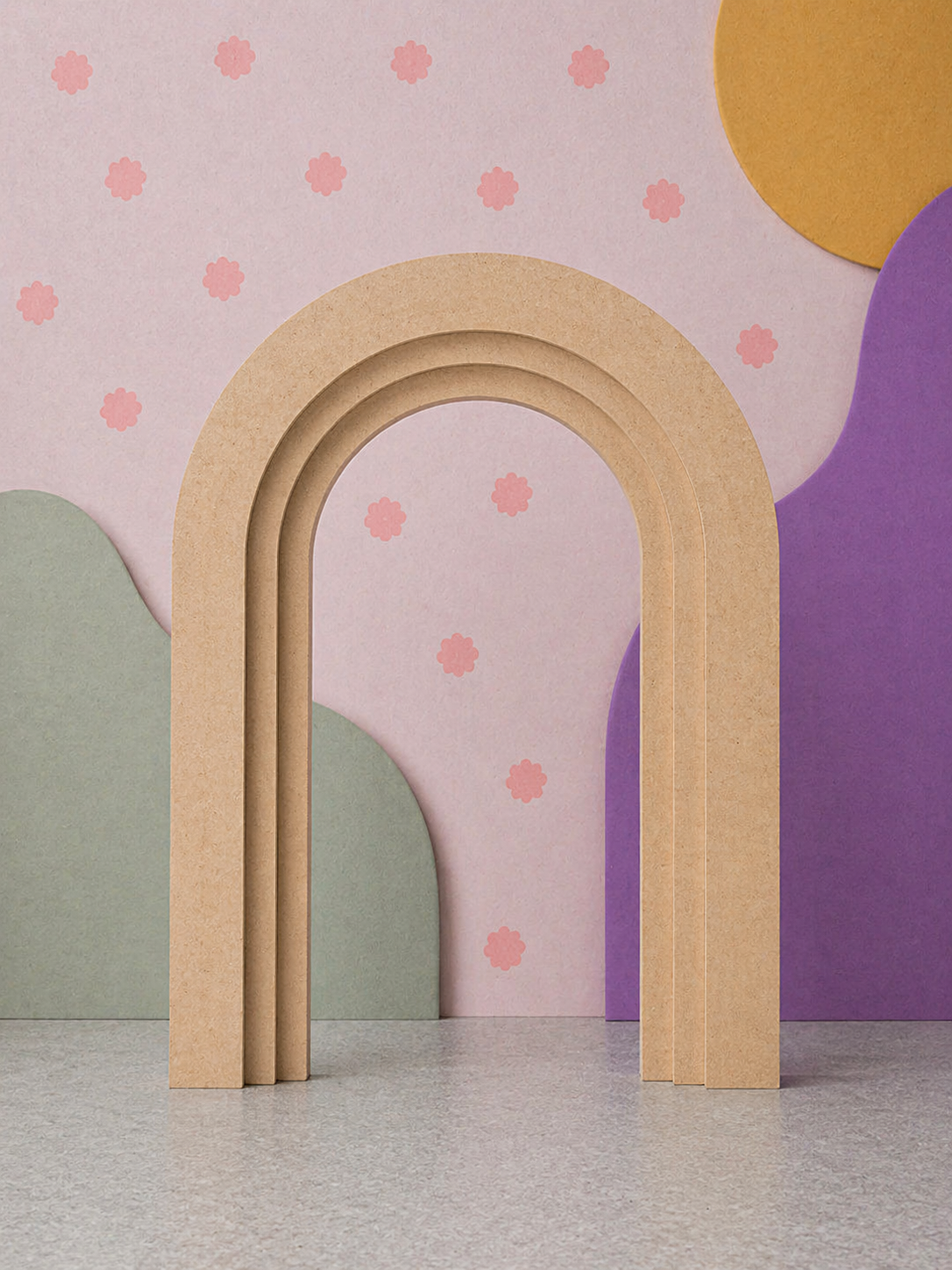 3D Wide 3-Arch Rainbow Backdrop