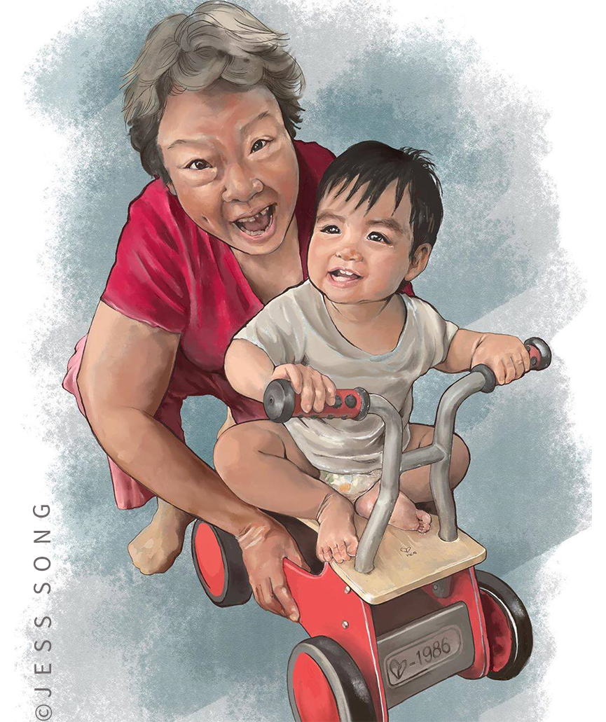 Grandma and grandson, 2020