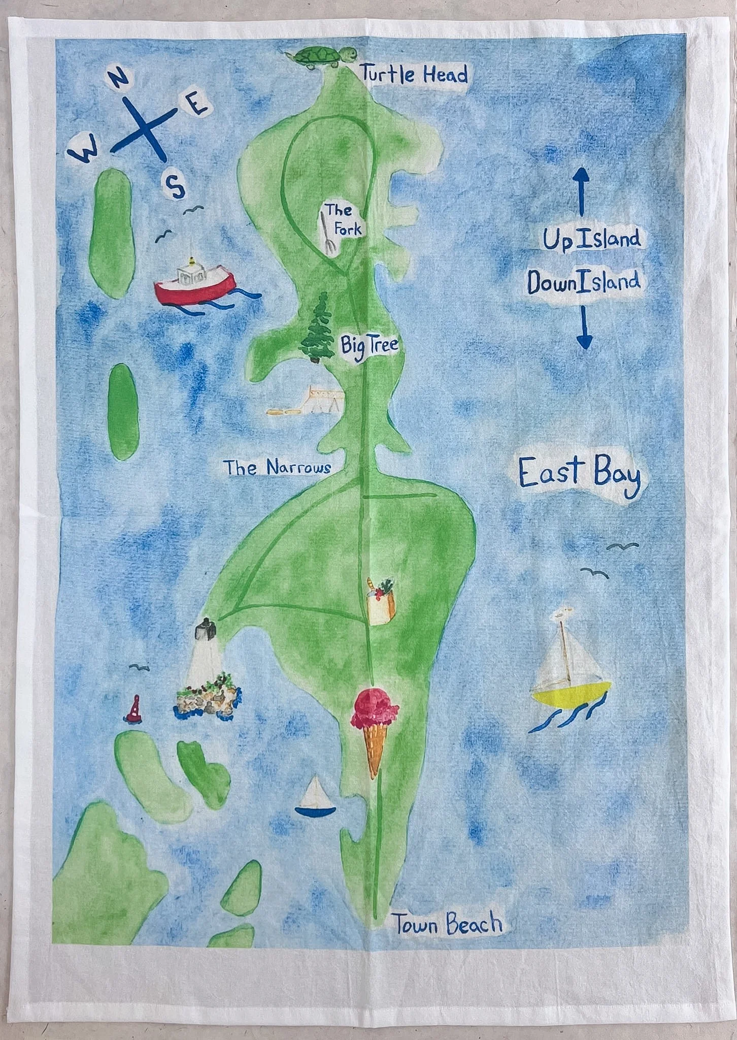 Islesboro Island Map Tea Towel