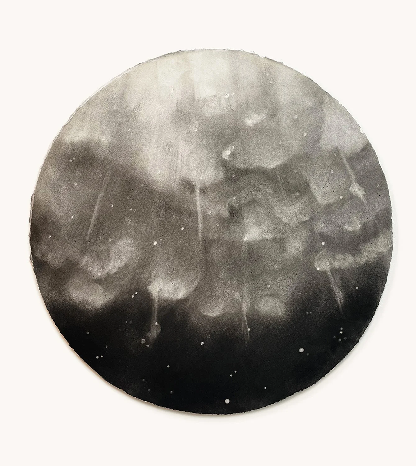  Billion Year Old Carbon  
2024 
charcoal on paper 
20 inches diameter