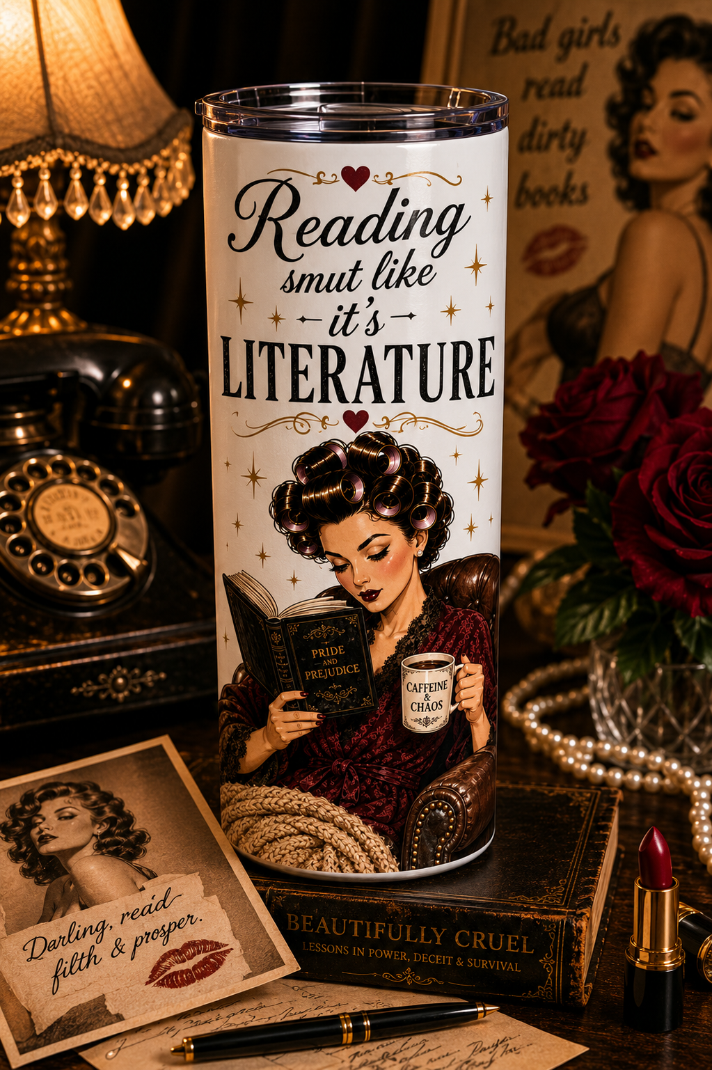 Reading Smut Like It's Literature™ | 20 oz Skinny Tumbler