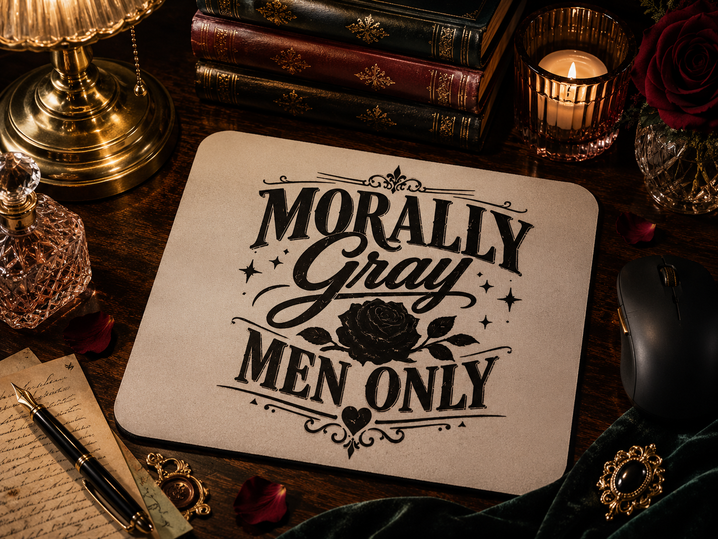 Morally Gray Men Only Mouse Pad | Dark Romance Reader Desk Accessory