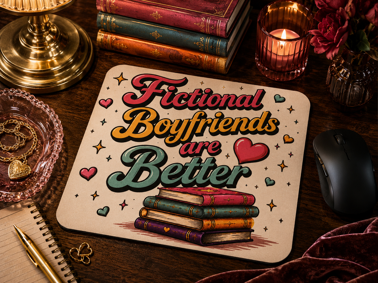 Fictional Boyfriends Are Better Mouse Pad | Cute Romance Reader Desk Accessory