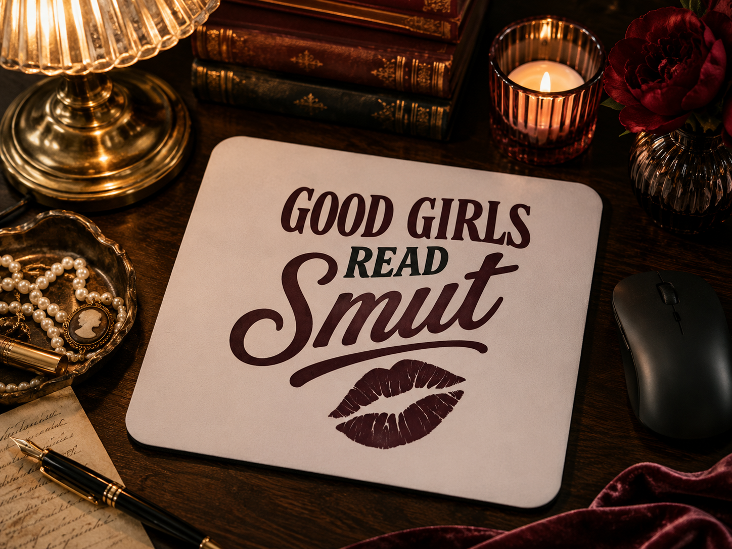 Good Girls Read Smut Mouse Pad | Minimalist Romance Reader Desk Accessory