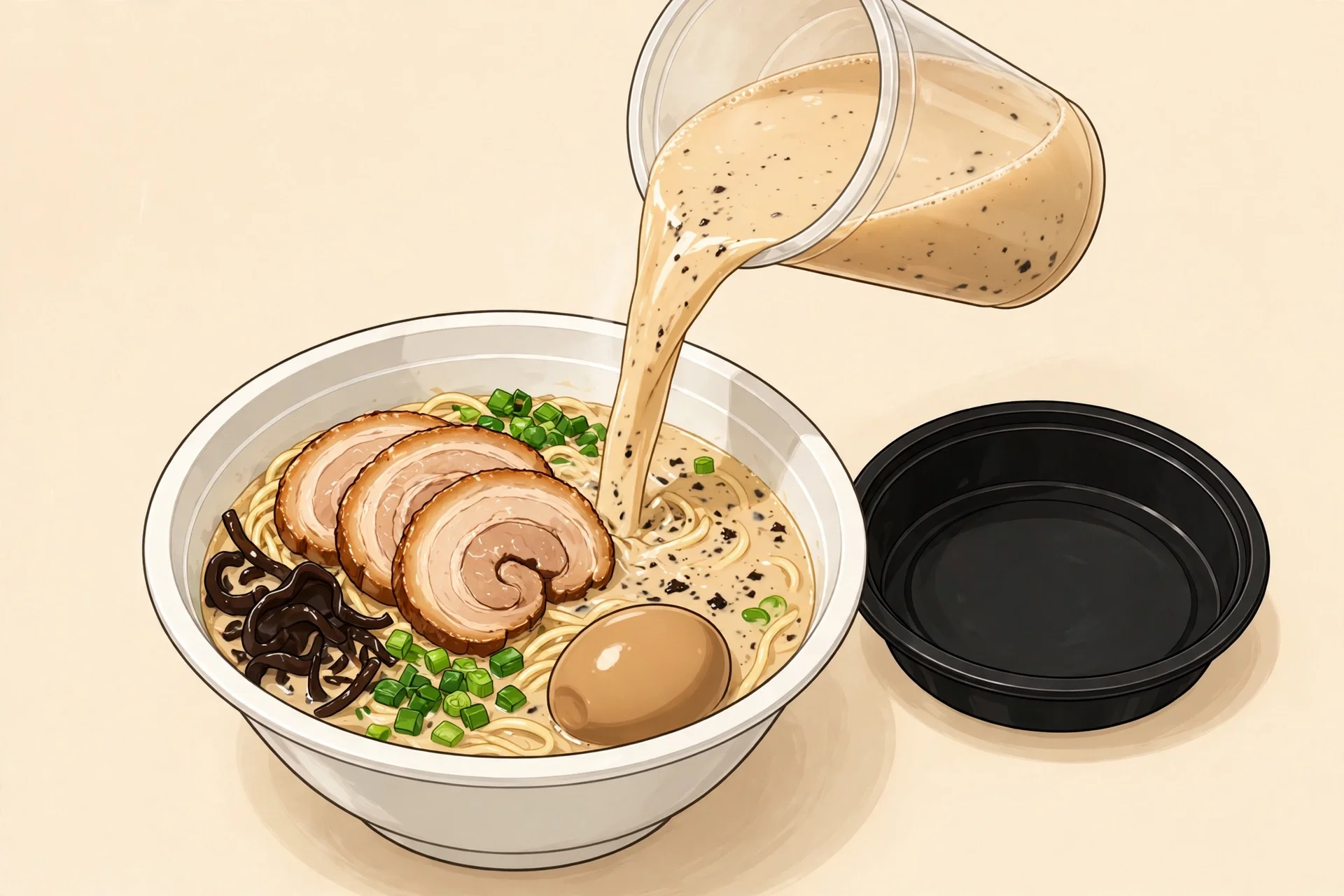 Tonkotsu step 2: pouring hot broth