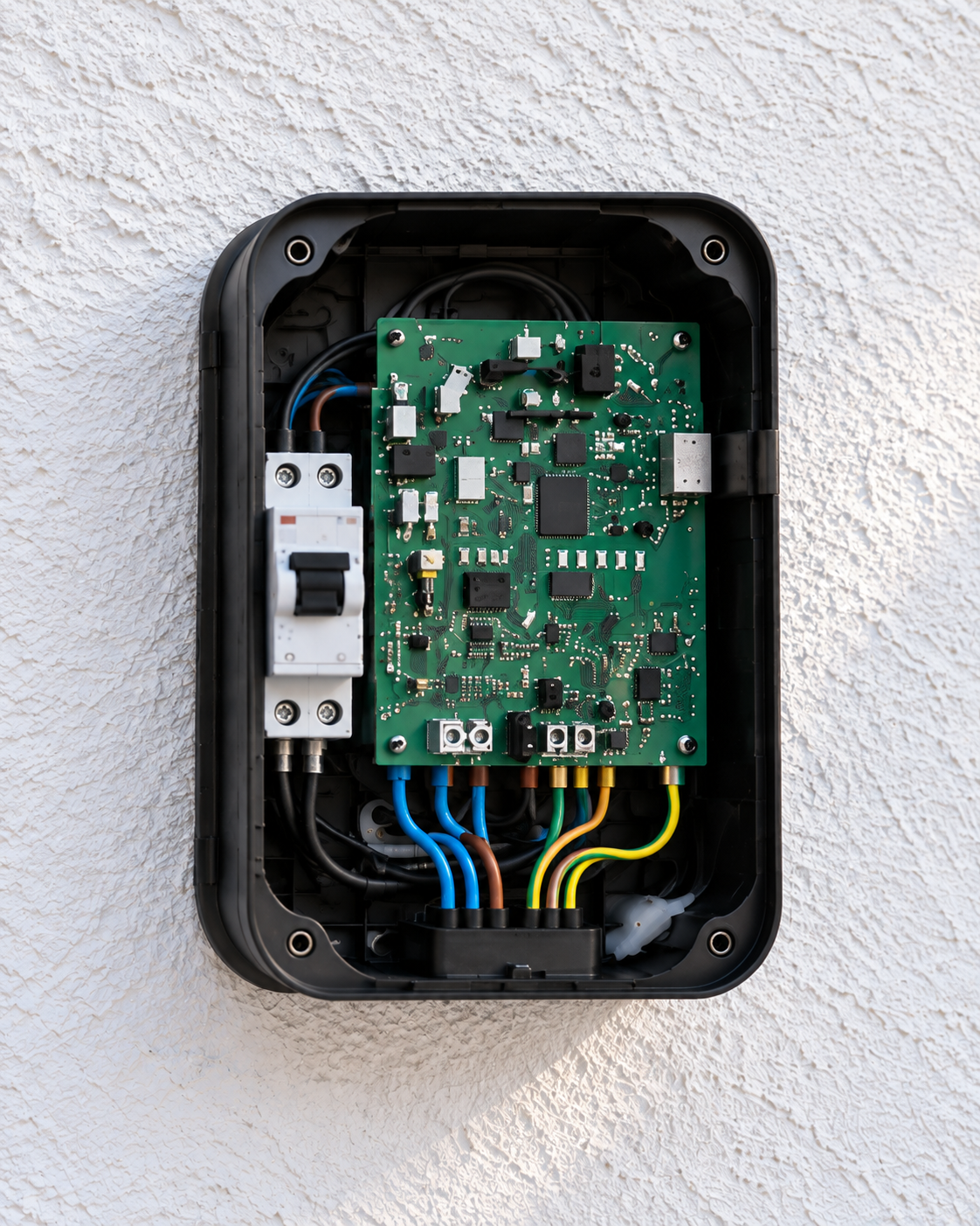 Open Electrical Enclosure on Stucco Wall.png