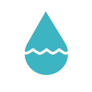 A blue water droplet with a black background.