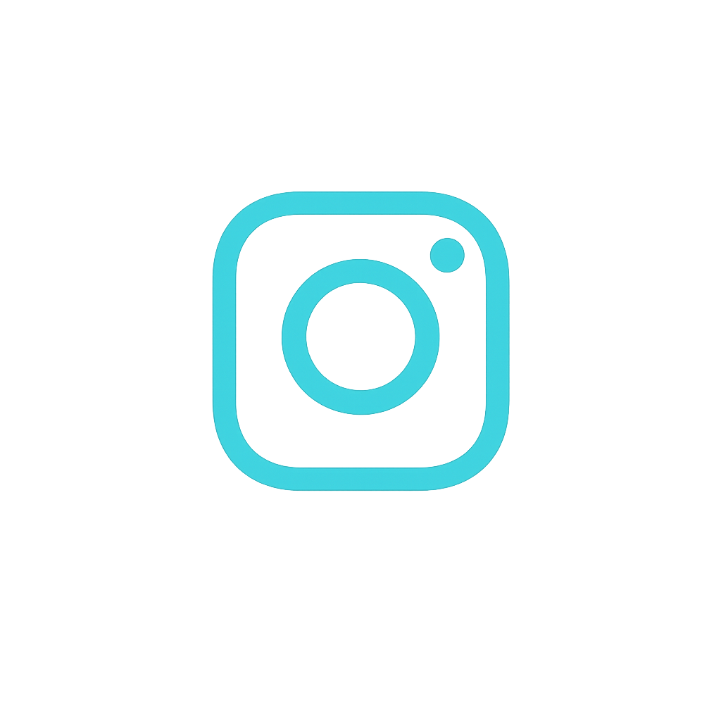 Blue Instagram logo on black background.