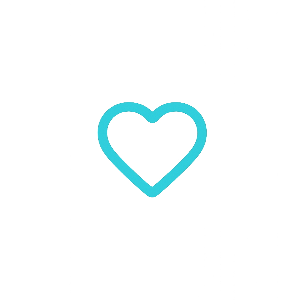 Blue heart outline on a black background.