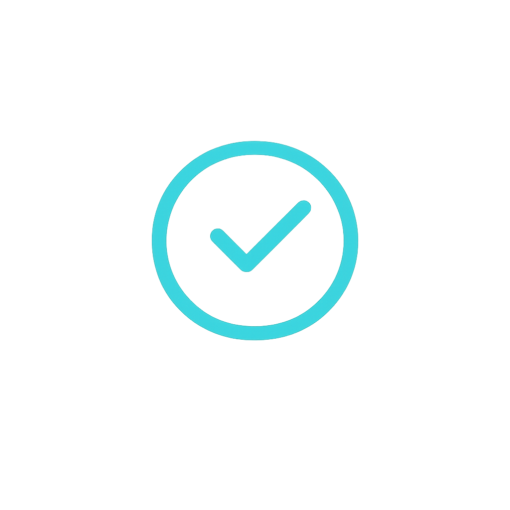 Blue checkmark inside a circle on a digital device screen indicating completion or approval.