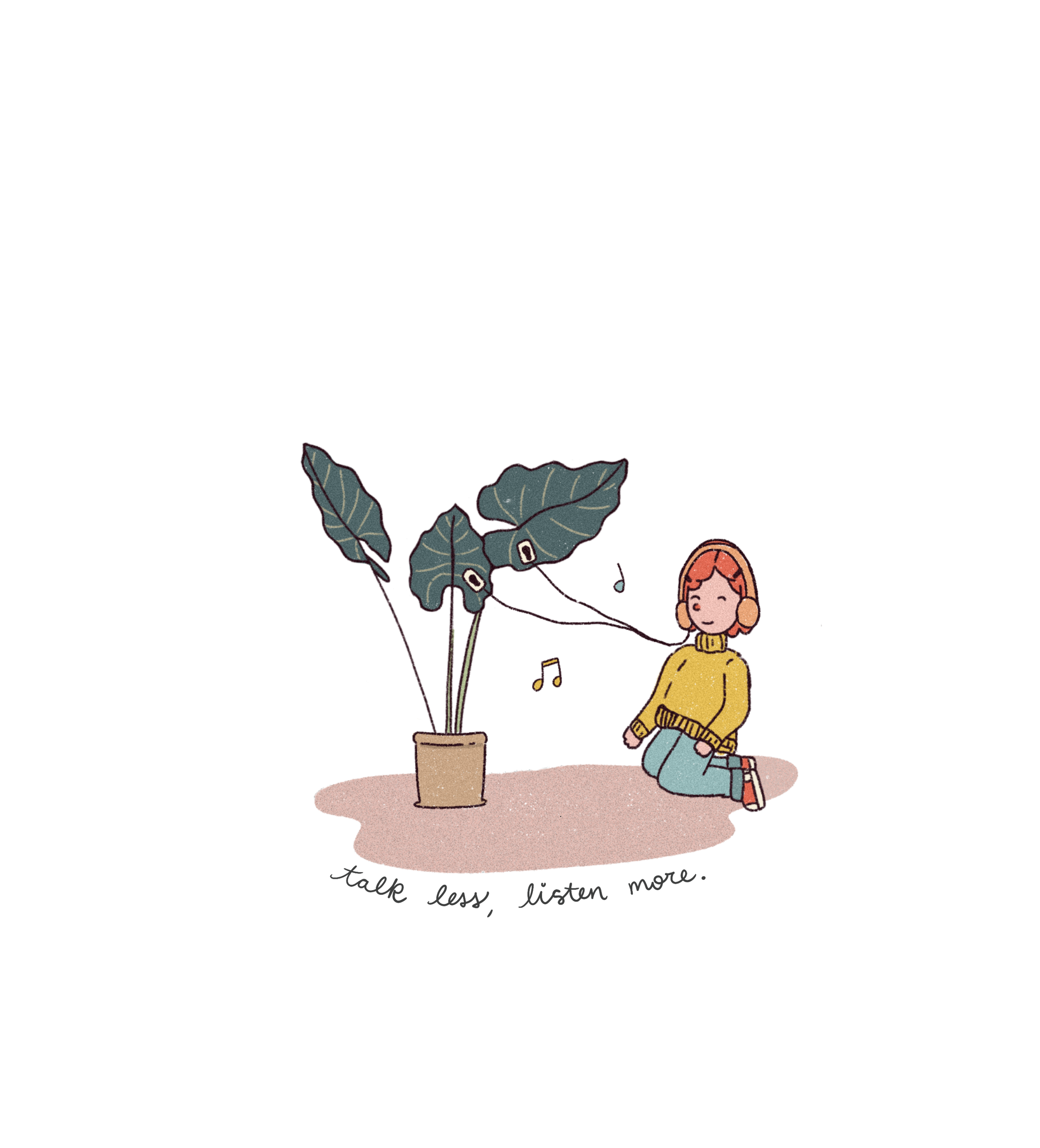 Plant wave talk less listen more sticker
