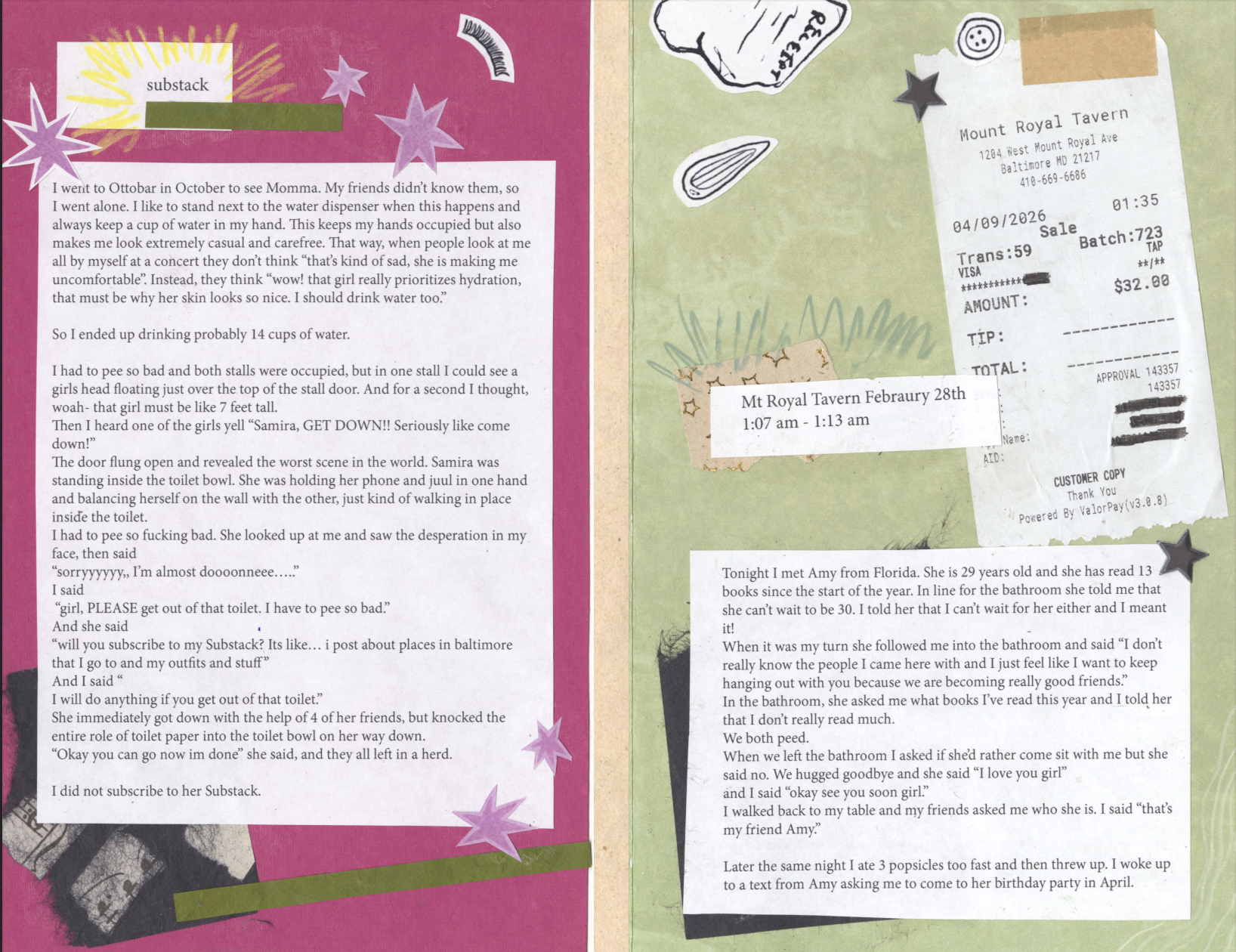 shits & giggles zine page 3-4