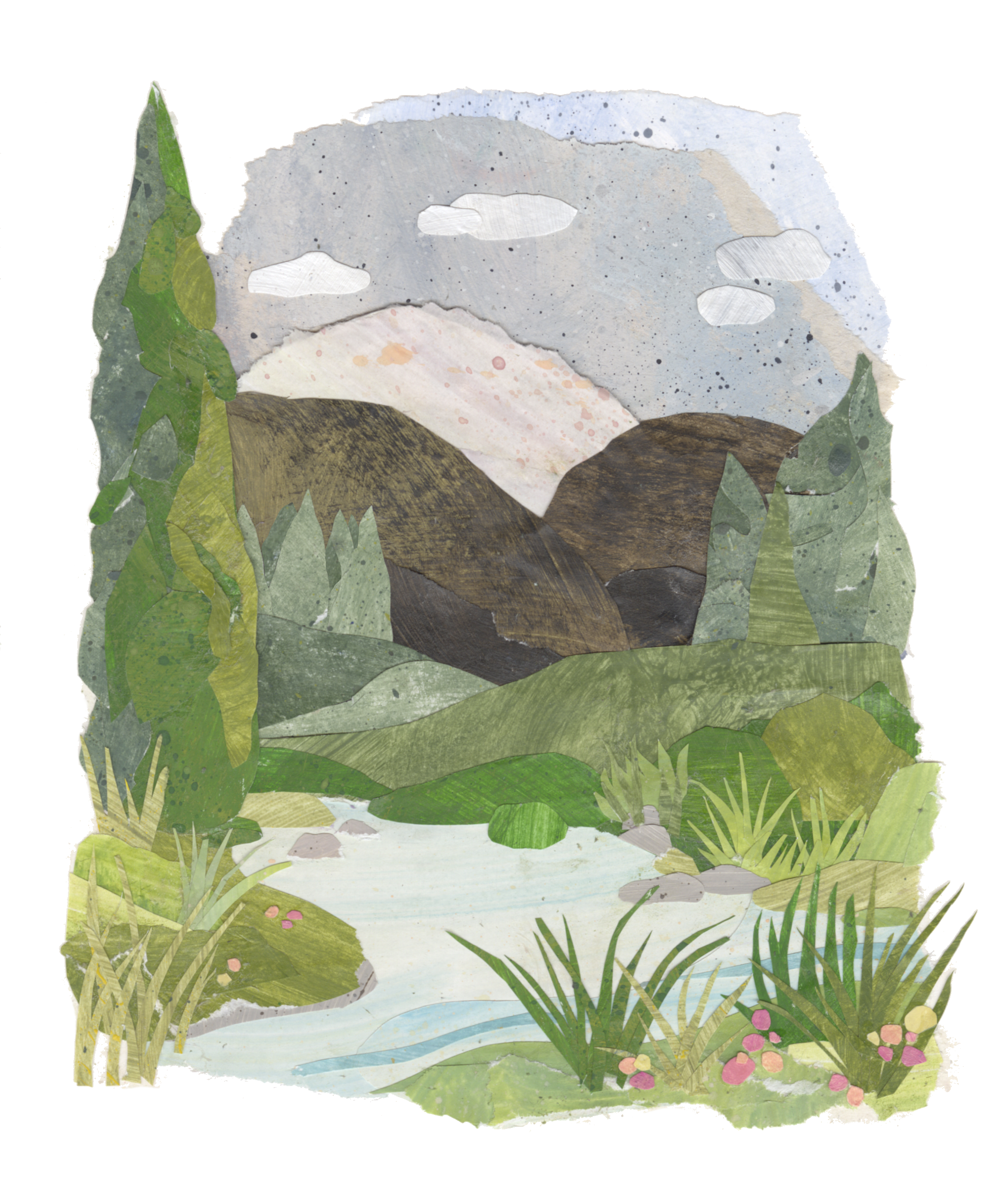 spring mountain traditional collage