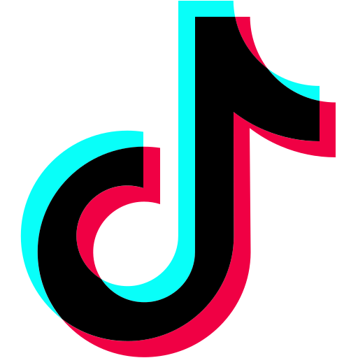 TikTok logo with a black background, featuring a stylized musical note in cyan and pink.