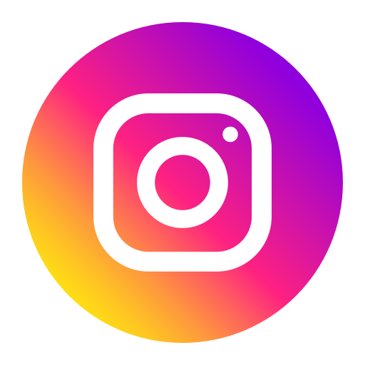 Instagram logo with a gradient background of pink, purple, yellow, and orange.