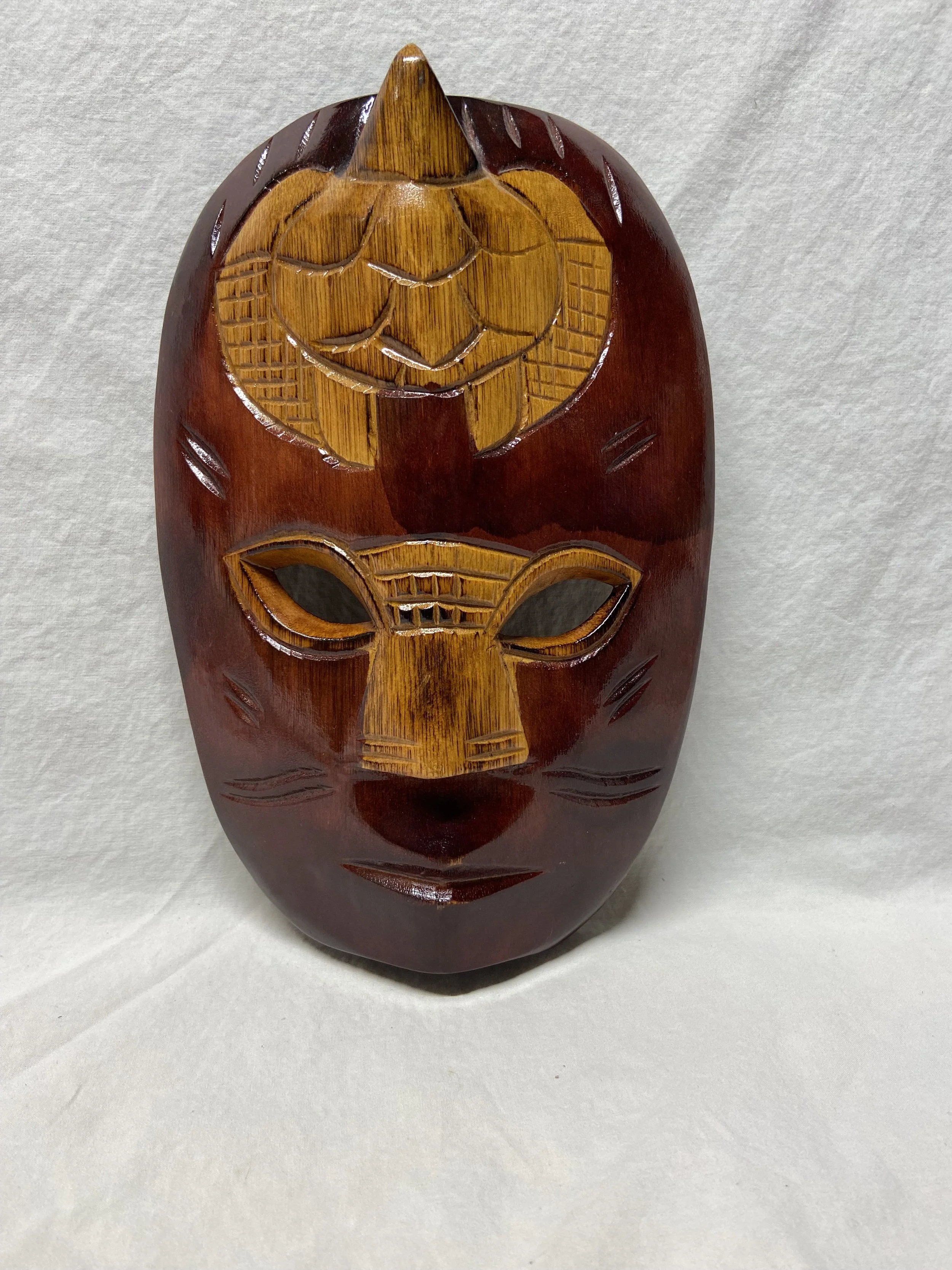 Hand-Carved Fijian Wooden Tribal Wall Mask | Indigenous Pacific Island Folk Art Decor
