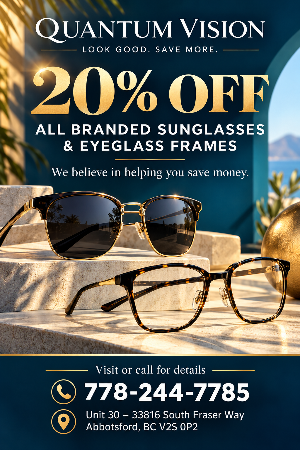 20% OFF ON ALL BRANDED SUNGLASSES AND EYEGLASSES FRAME