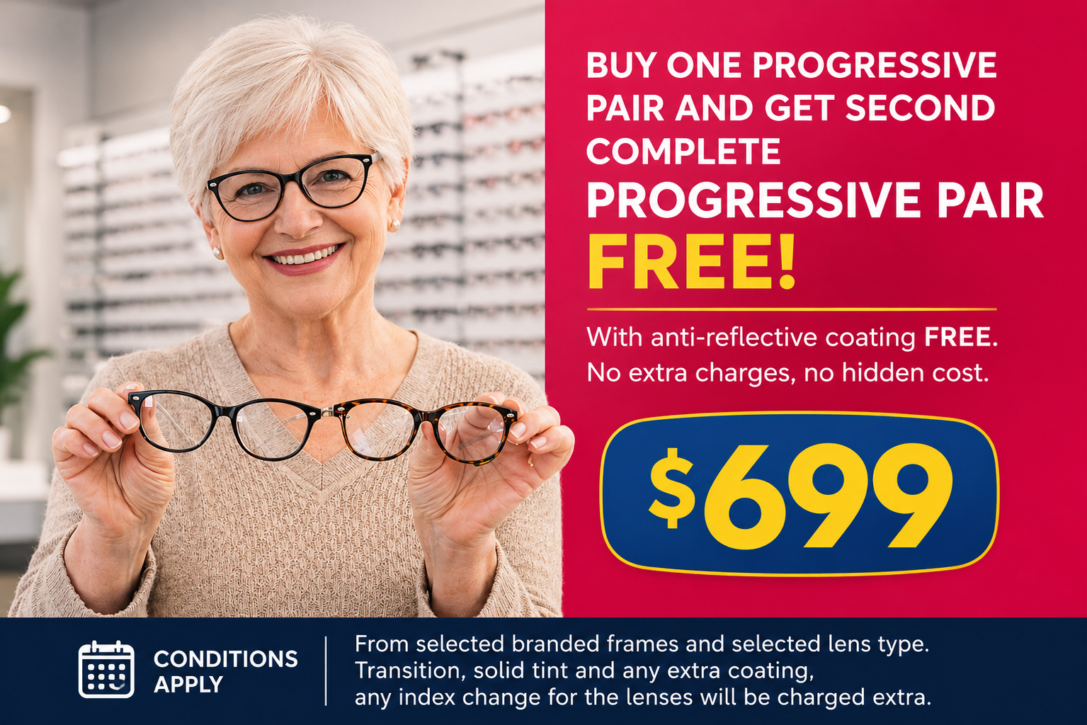 👓 QUANTUM VISION – PROGRESSIVE EYEWEAR SPECIAL
TWO PAIRS. ONE INCREDIBLE VALUE.

Buy your first complete pair of progressive glasses and get a SECOND COMPLETE PROGRESSIVE PAIR FREE!

2 COMPLETE PROGRESSIVE PAIRS — ONLY $699

Enjoy clear, comfortable