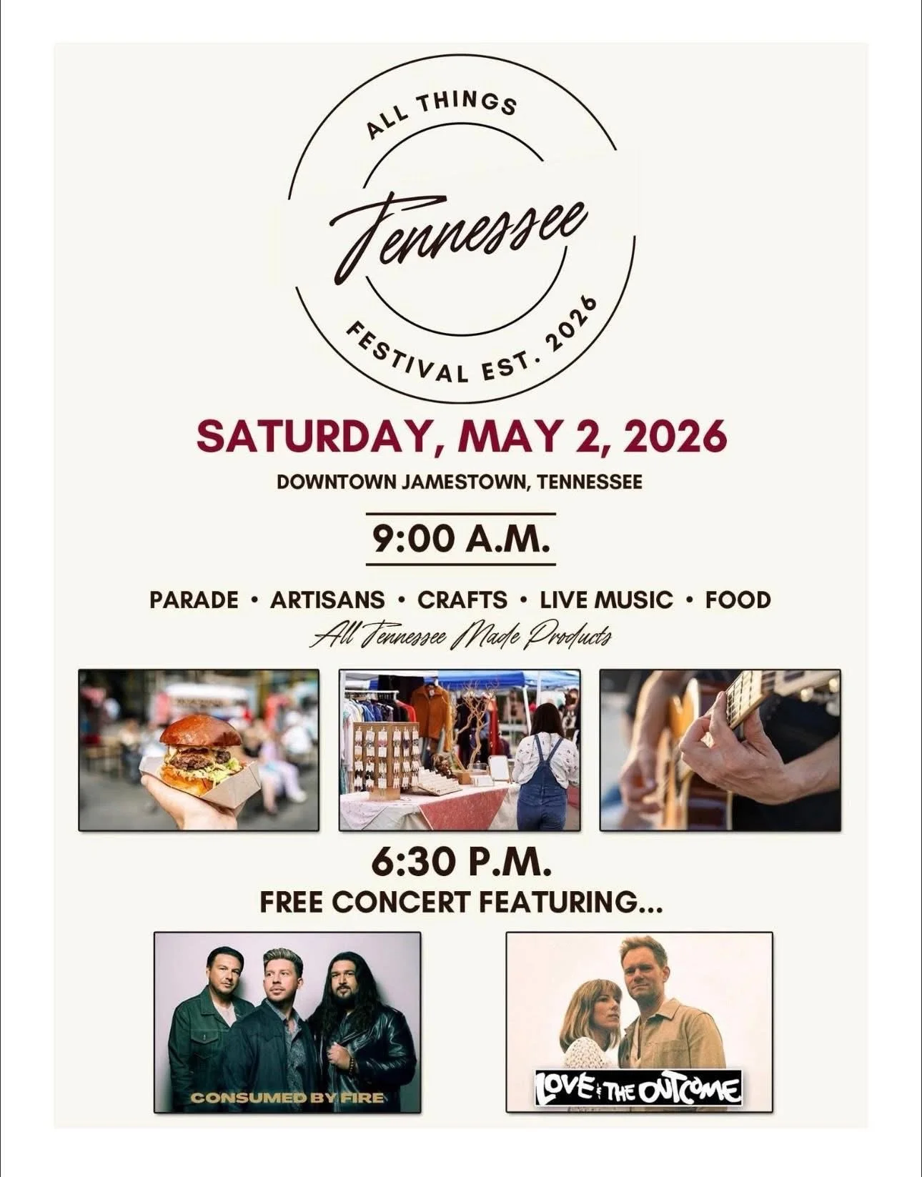 This Saturday!! Come hangout with us in Downtown Jamestown for the All Things Tennessee Festival! Our downtown location will be open later until 7PM! Grab your favorite coffee, hot chocolate, or food before you head to the festival! See you then😉