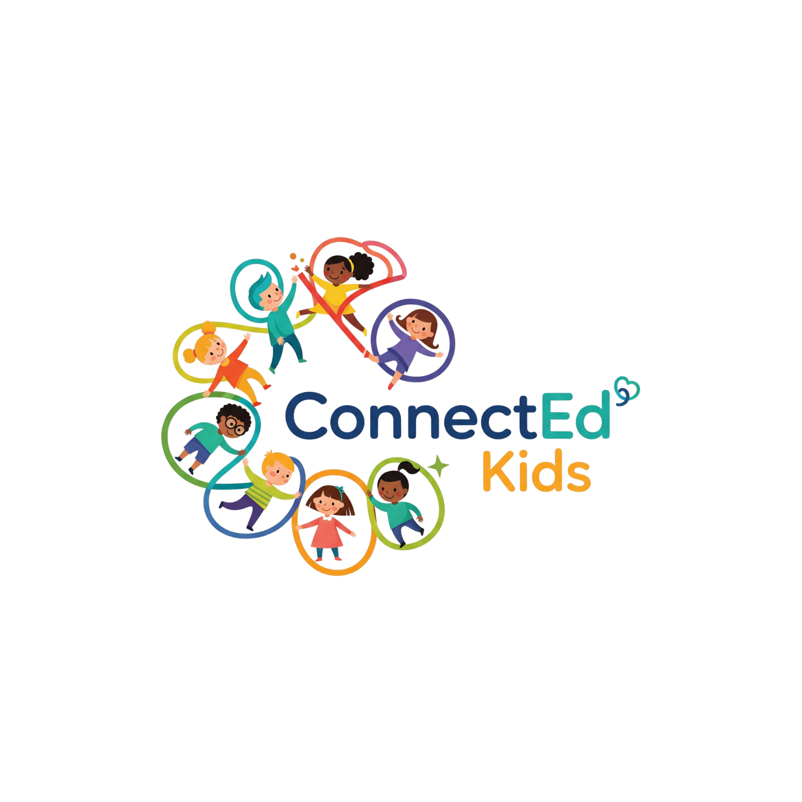 Colorful logo with children playing and the words "Connect Ed Kids" in bright letters.