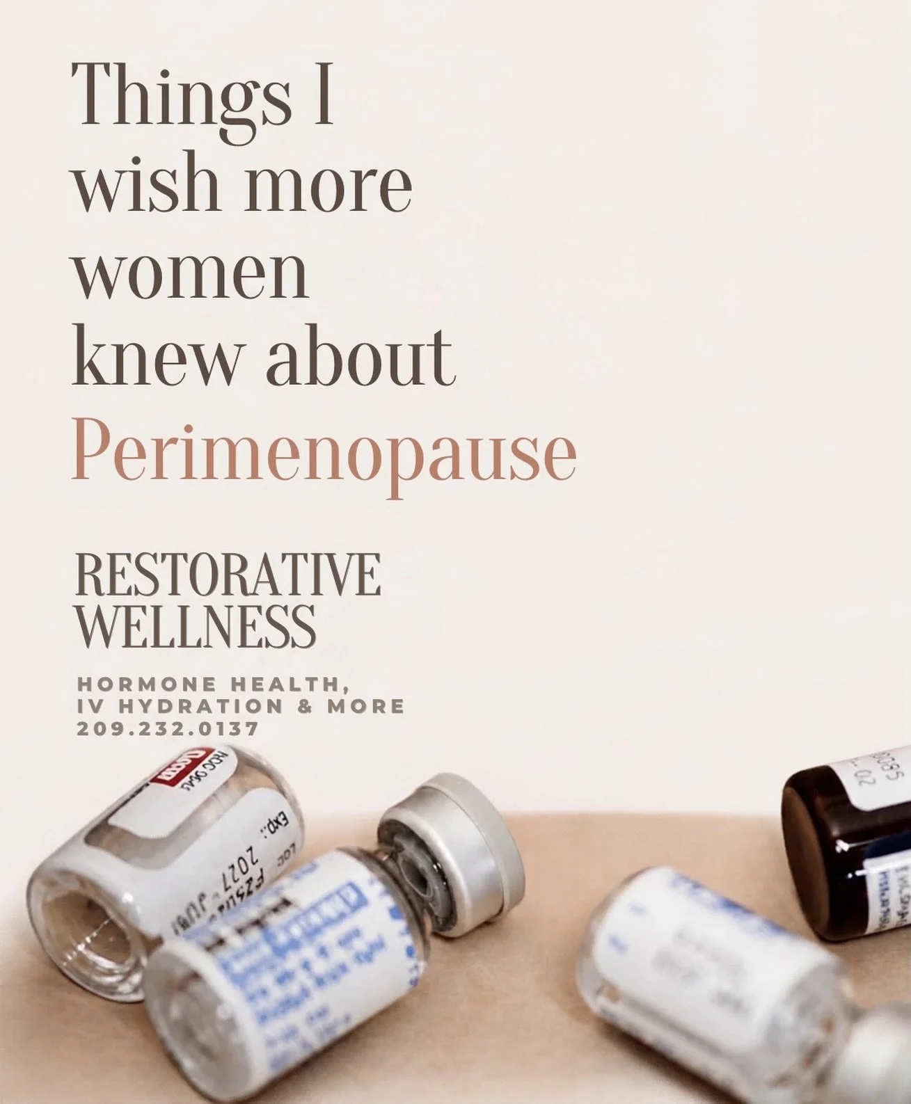 &ldquo;Things I wish more women knew about perimenopause&rdquo;

* You don&rsquo;t have to wait until your periods stop.
* Symptoms can start before you expect them.
* Everyone experiences it differently.
* Your symptoms deserve to be taken seriously