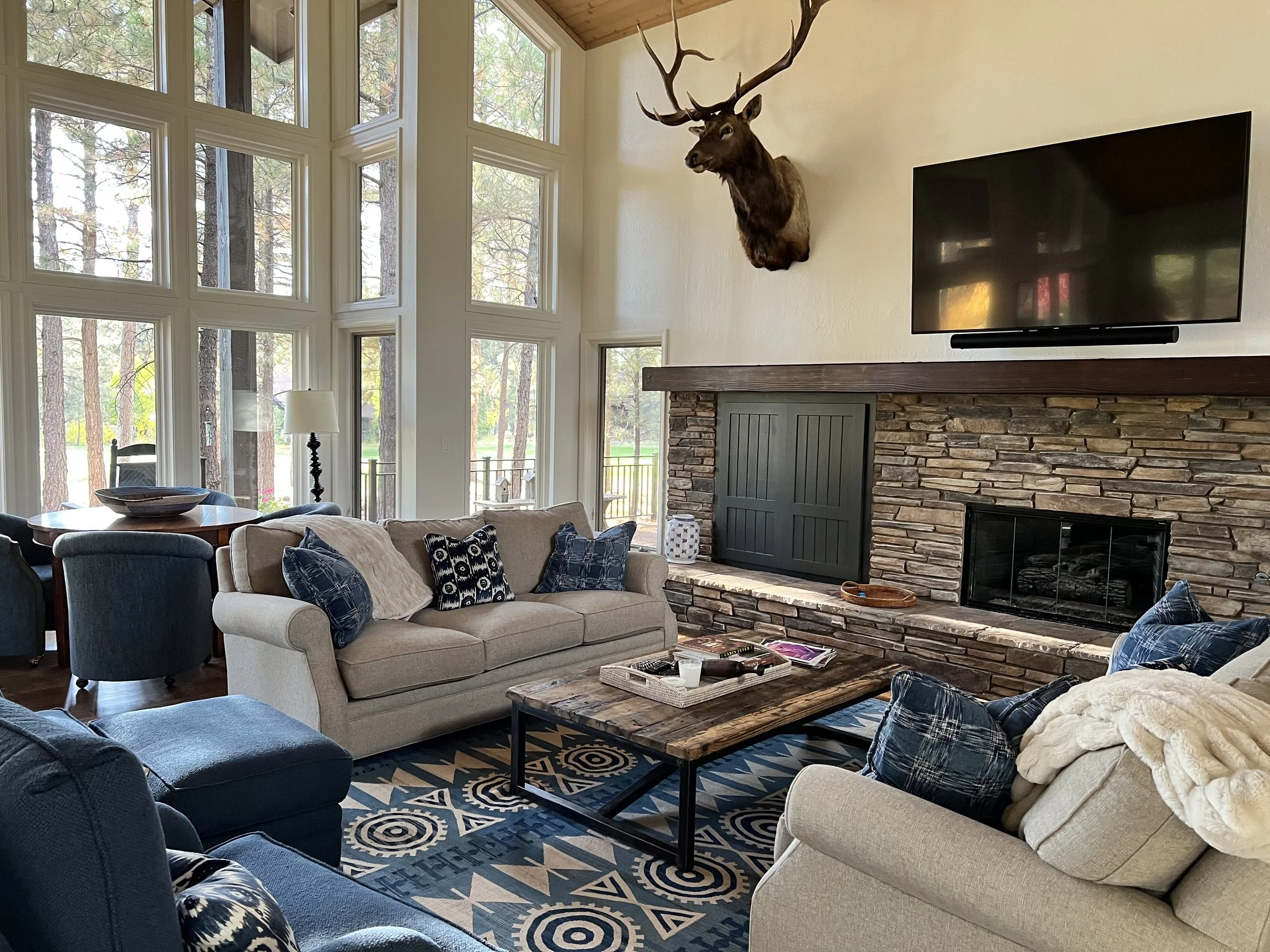 Custom fireplace cabinet w/complete upper wall remodel.