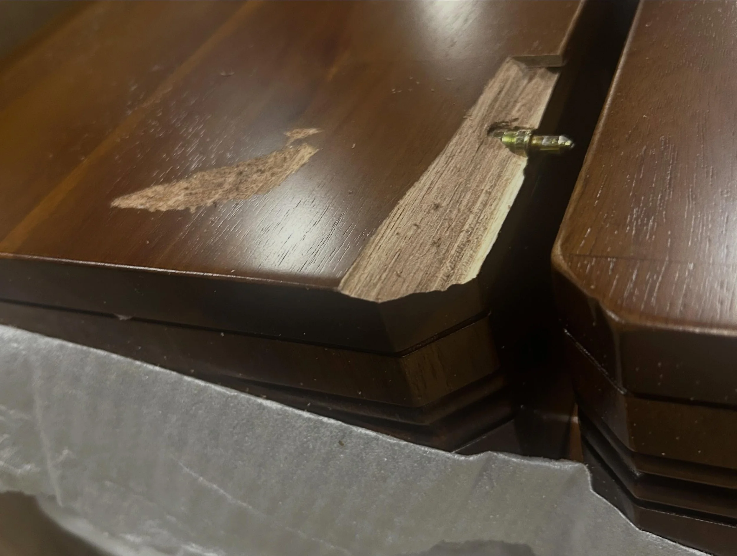 Before and after of Repair &amp; Refinish on a beautiful high end media console which had major damage.  #furnituredesign #furniturerepair #furniture #refinishing
